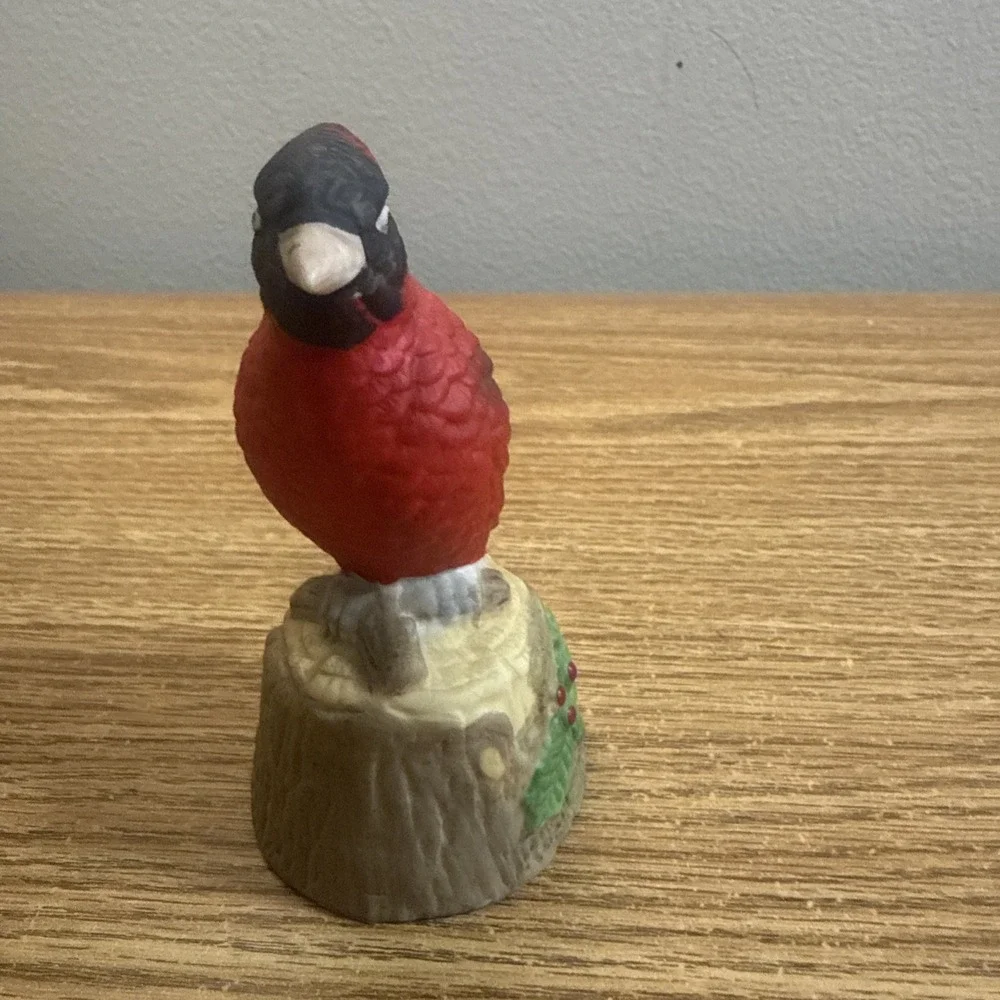 Vintage Jasco Feathered Friends‎ Red Cardinal Bird Ceramic Bell Figure